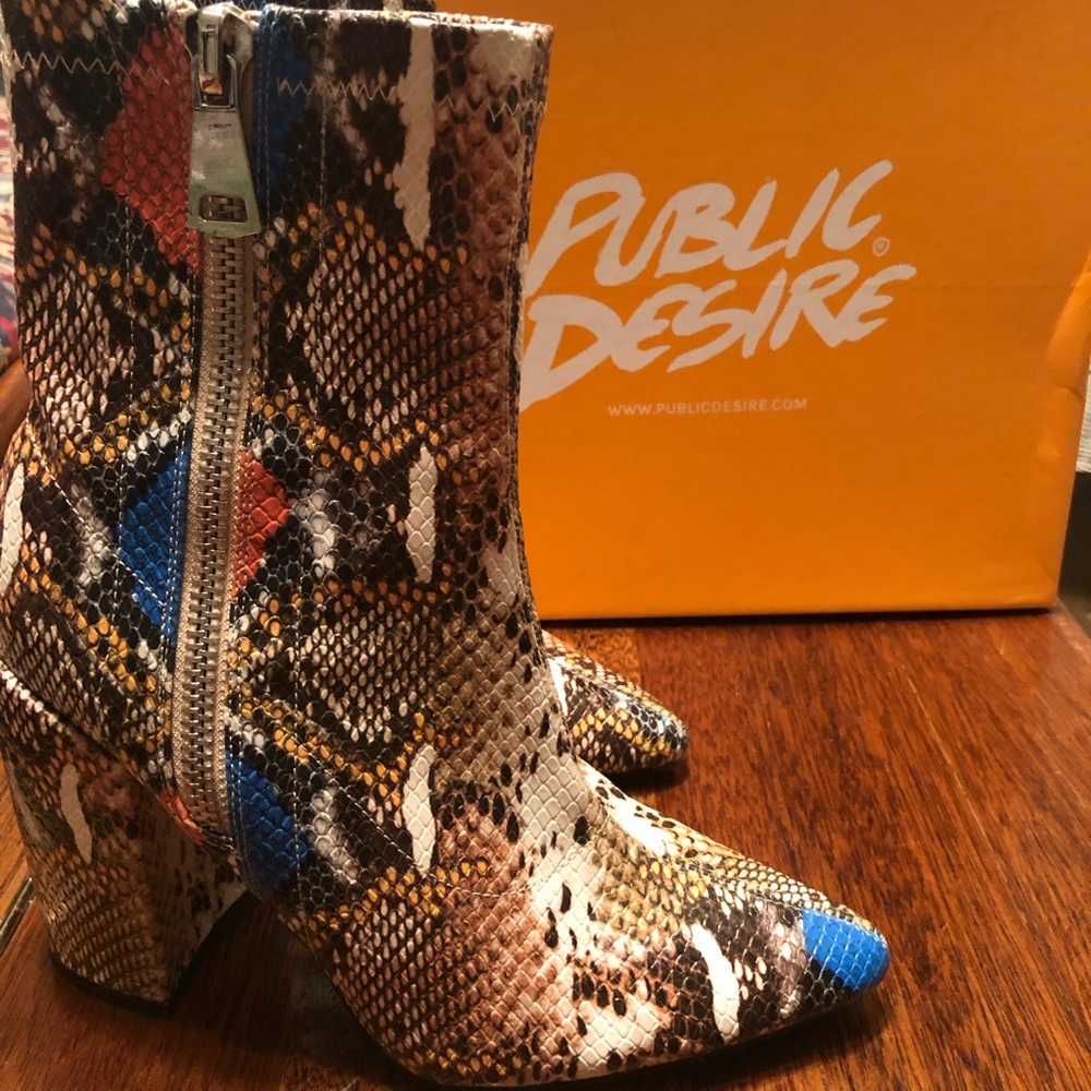 Snakeskin ankle booties 8